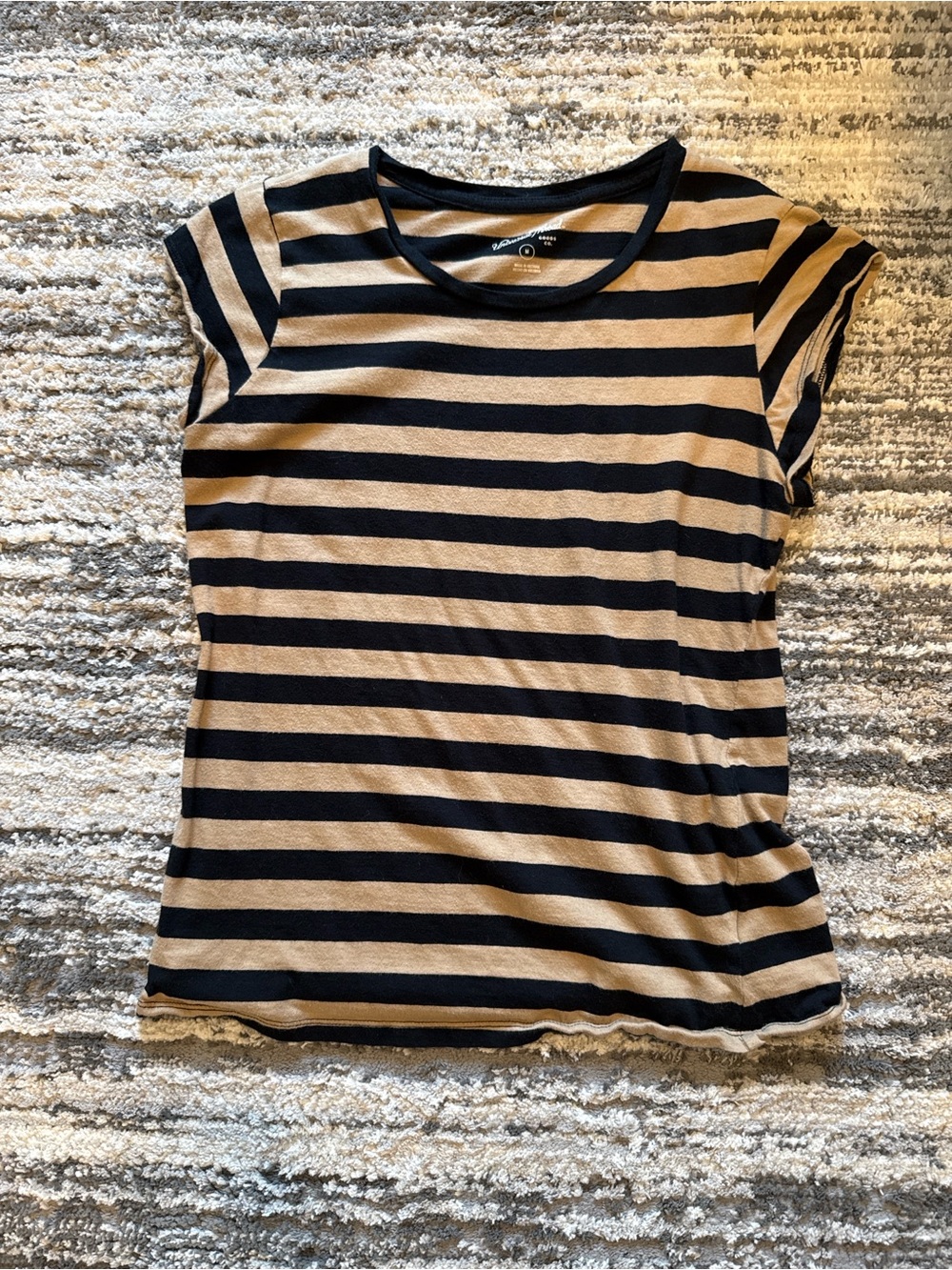 Madewell Black and Beige Striped Short-Sleeve Tee